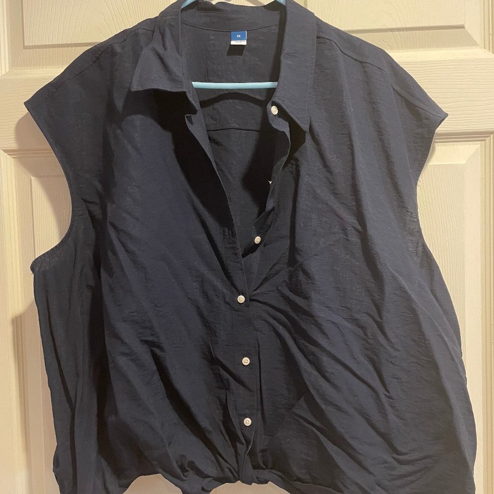 Old Navy Sleeveless Blouse - Navy Blue 3x